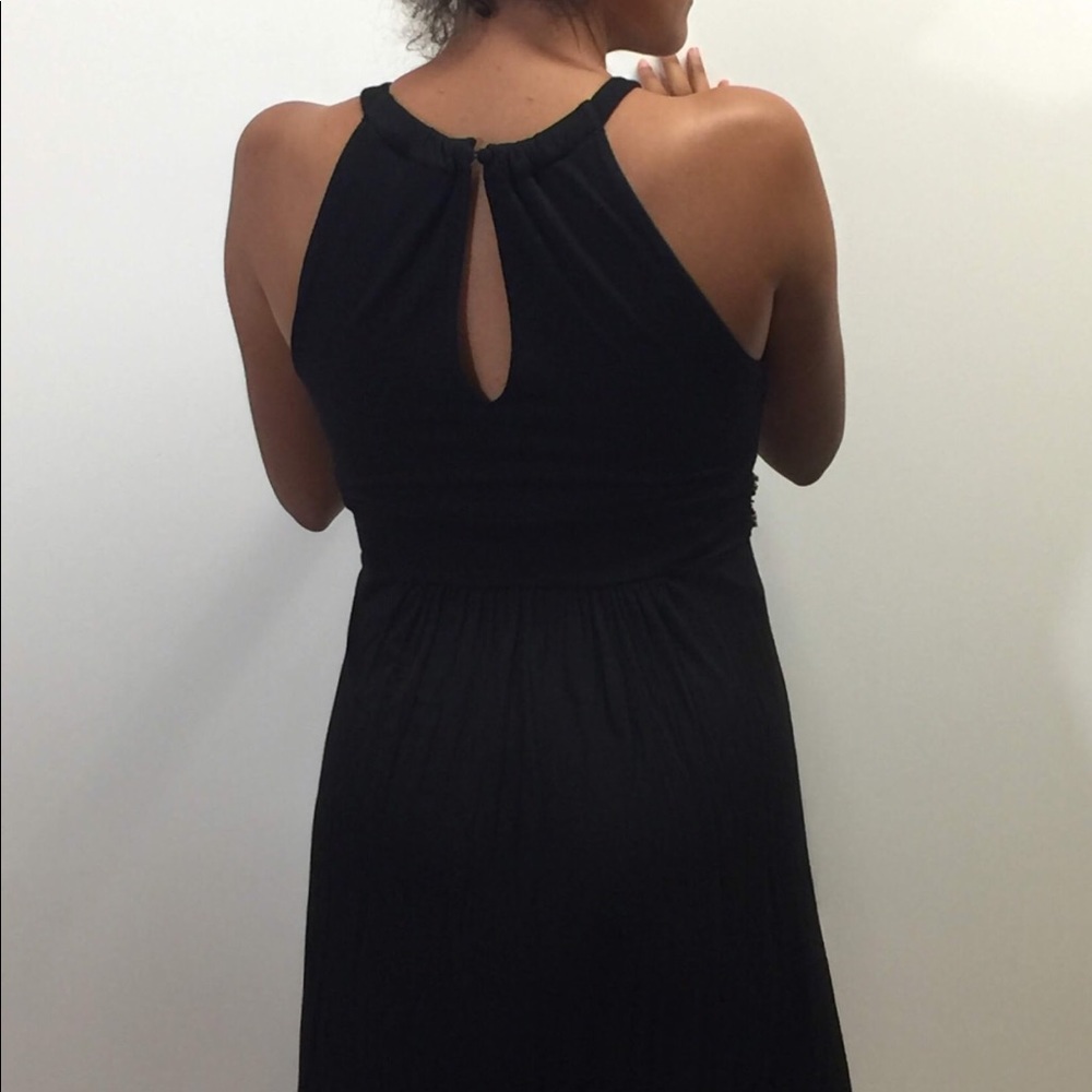 Gold Black jewel Evening Casual Dress Small sleeveless halter neck glam keyhole - Picture 4 of 6